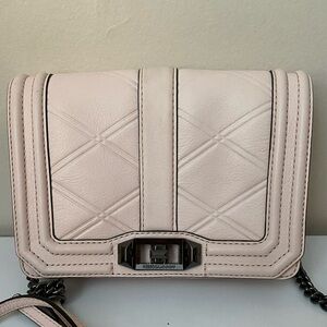 Rebecca Minkoff Love pink gunmetal silver chain crossbody shoulder leather bag